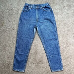 Vintage Lee Womens 90s High Rise Tapered Leg Jeans Blue Denim Size 14 Petite Mom